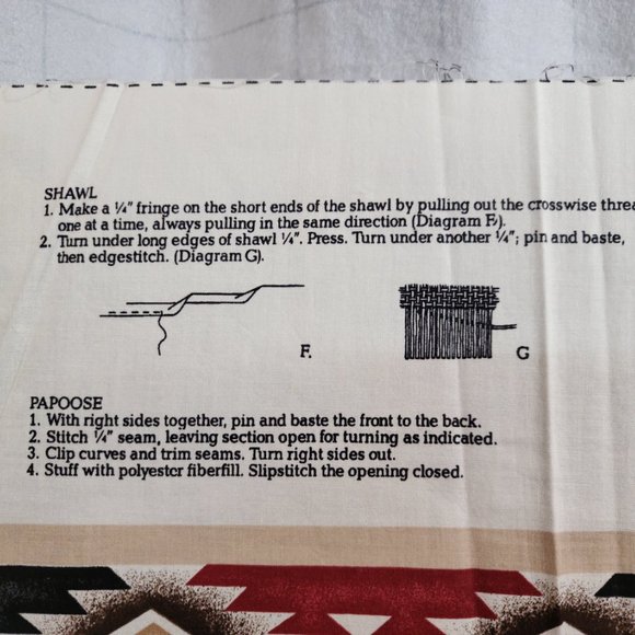 "Little Deer" Indian Doll Southwestern Brown Colors Craft Fabric Panels "3" - Picture 9 of 12